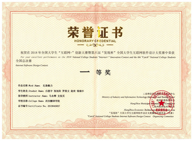 米兰官网团队荣获本次大赛全国总决赛一等奖