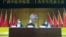 践行社会主义核心价值观 乘势而上 锐意进取 为建设和谐校园而奋斗  ——广西中医学校第二十次学生代表大会胜利召开